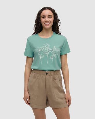 tentree Summer Flora T-Shirt in Turquoise Sky/vintage White at Nordstrom, Size X-Small