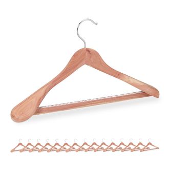 Relaxdays Perchas Para Trajes, Pack De 16, Colgadores Ropa, Madera Cedro, Antipolillas, Barra Para Pantalones, Natural - Relaxdays