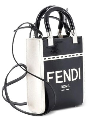 Fendi Sunshine Shopper Tote Patent and Canvas Mini crossbody bag - Black