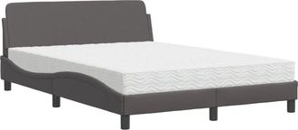 vidaXL Vidaxl - Cama Con Colch&oacute;n Cuero Sint&eacute;tico Gris 120x200 Cm