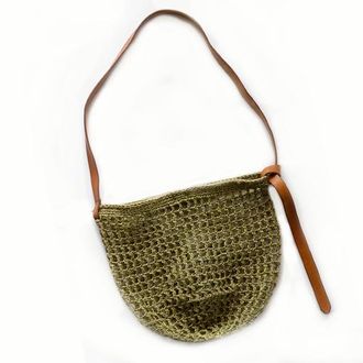 Minga London Maria Woven Market Bag - Leather Strap in Green at Nordstrom
