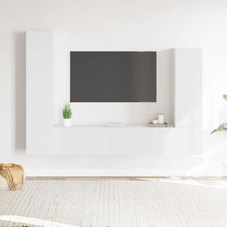 vidaXL Vidaxl - Set De Muebles Para Tv 4 Piezas Madera Contrachapada Blanco