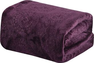 Luxury Home Super Soft Micro Plush Throw Blanket in Plum at Nordstrom Rack