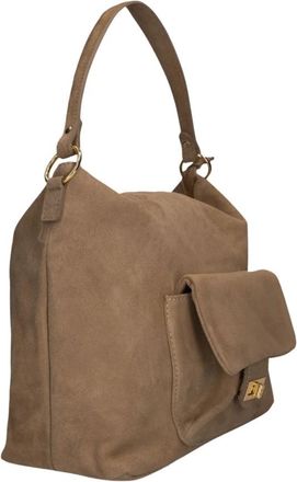 Notre-V Chucky Suede Schoudertas - Dames - Schoudertassen - Beige - ONE Size - Su&egrave;de - Tassen