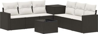vidaXL Juego De Sof&aacute; 8 Uds. Negro Y Blanco Crema Vidaxl