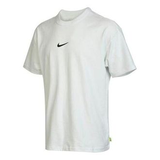 Nike Mens Nike Logo Alphabet Printing Round Neck Loose Sports Short Sleeve White T-Shirt DX6307-121