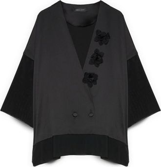 Fiorella Rubino Jassen, Dames, Zwart, XS, Satijn, Dubbelrijige Satijnen Jas
