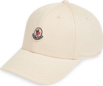 Moncler Logo Patch Baseball Cap in White at Nordstrom