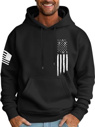 Generic Mens Oversized Hoodie Cool Fall Winter Hoodies for Men Flag Graphic Pullover Hoodie with Pocket Stylish Sweatshirts