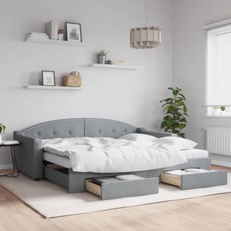 vidaXL Vidaxl - Sof&aacute; Cama Nido Con Cajones Tela Gris Claro 90x200 Cm