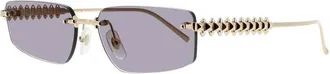 Cartier Unisex Gold Tone Rectangular Sunglasses CT0544S001