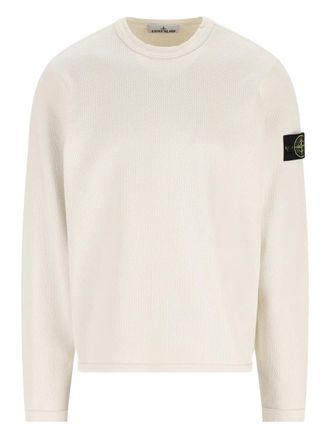 Stone Island Trui met wafelpatroon en ronde hals - Beige