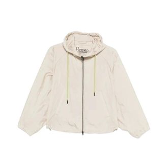 Herno Light Jackets, female, Beige, Size: 2XS Chantilly Polyamide Hooded Jacket