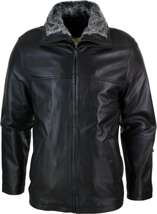 TruClothing Classic Double Leather Coat Jacket Regular Fit