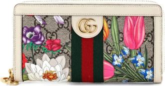 Gucci Ophidia Zip Around Wallet Flora GG Coated Canvas small wallets - Veelkleurig