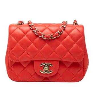 Chanel Pre-owned Square Flap - Dames - Pre-owned - Oranje - Maat: ONE Size Leer