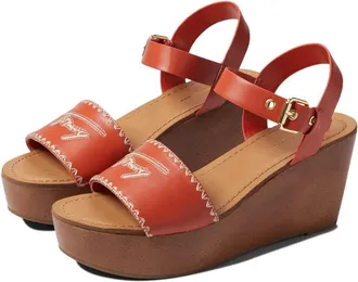 Tommy Hilfiger Walalei Sandals Womens Orange Round Toe Wedge Heel HTAT1558