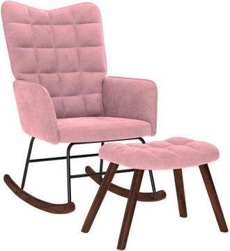 vidaXL Mecedora Con Taburete De Terciopelo Rosa Vidaxl