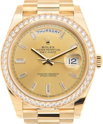 Rolex Oyster Perpetual Day-Date Champagne Diamond Dial 18K Yellow Gold Mens Watch 228348CDP
