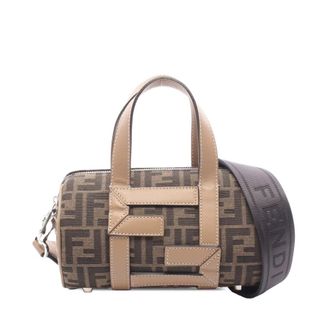 Fendi Pre-owned Fendi Mini Zucca Canvas OLock Bowling Bag Unisex KXWKV3X0M2H15AE9