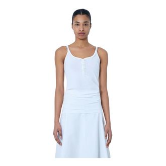 Jacquemus Sleeveless Tops, female, White, Size: XS Ribbed Detail Camisole
