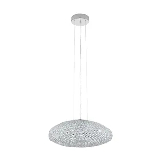 Eglo Eglo - Lampadario A Sospensione Moderno Clemente Acciaio Cromo Cristallo 3 Luci E27