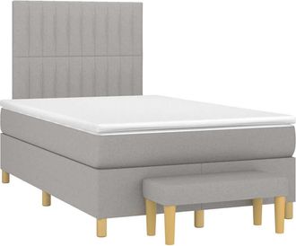 vidaXL Vidaxl - Cama Box Spring Con Colch&oacute;n Tela Gris Claro 120x190 Cm