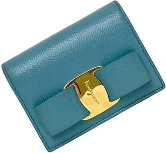Ferragamo Light Blue Leather Wallet (Bi-Fold) (Pre-Owned)