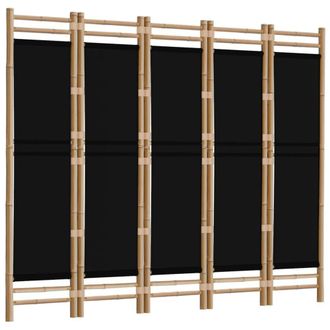 Berkfield Home Classic Folding 5-Panel Room Divider 200 cm Bamboo & Canvas in Black