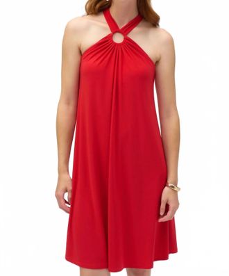 Joseph Ribkoff Keyhole Halter Trapeze Mini Dress In Radiant Red