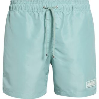 Amiri Patch Swim Trunks in Powder Teal at Nordstrom, Size Xx-Large