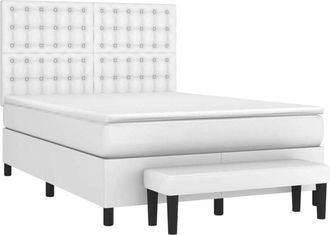 vidaXL Vidaxl - Cama box spring con colchón cuero sintético blanco 140x200cm