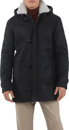 Gorski Mens Genuine Shearling Parka in Black Pattern/white at Nordstrom, Size X-Large