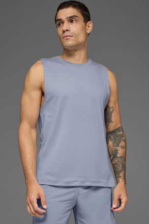 Alo | Conquer Muscle Tank Top in Winter Frost Blue, Size: Large