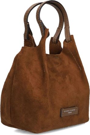 Gianni Chiarini Tassen, Dames, Bruin, ONE Size, Su&egrave;de, Cognac Su&egrave;de Schoudertas Dua 9778