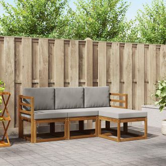 vidaXL Vidaxl Set Di Divani Da Esterno 4 Pz Grigio Naturale E Chiaro