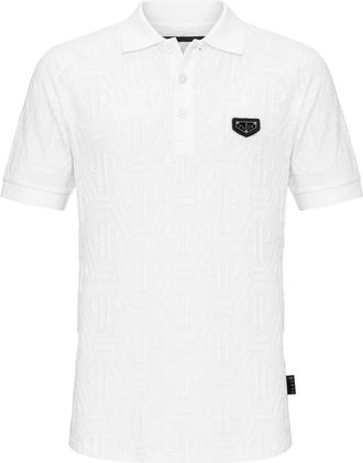 Philipp Plein Polo Monogram Jacquard - - Tops - Uomo - Bianco - 3XL