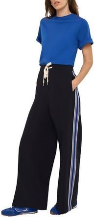 Mint Velvet Side Stripe Wide Trousers in Navy at Nordstrom, Size X-Small
