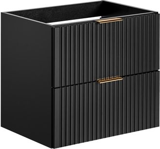 Vente-Unique Vente-unique - Mobile sotto lavabo sospeso a righe L60 cm Nero - zevara