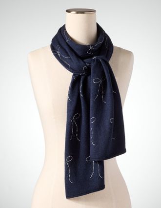 Talbots Embellished Bow Scarf - Blue - 001 Talbots