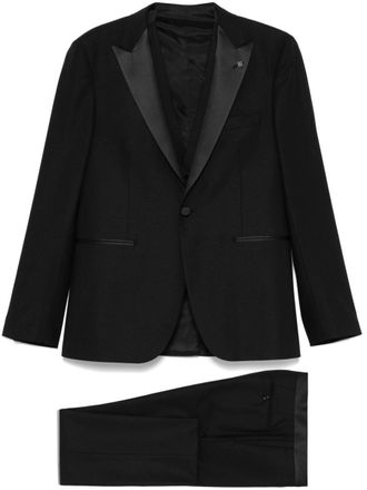 Tagliatore Navy Blue Suit With Vest Jacket And Trousers
