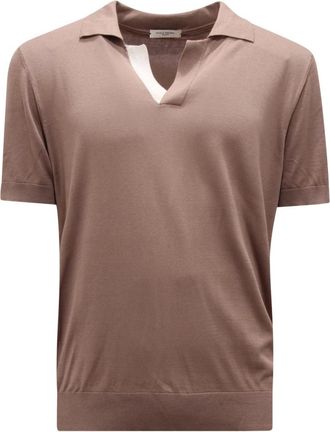 Paolo Pecora Polo Shirts, male, Beige, Size: XL Silk/Cotton Blend Stylish Model Shirt