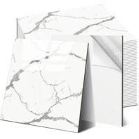OEM Juego De 10 Adhesivos Para Azulejos De Pared, 30 X 30 Cm, Impermeables Y Resistentes A Las Manchas, Efecto M&aacute;rmol, Para Cocina Y Sal&oacute;n (44, Blanco Mar