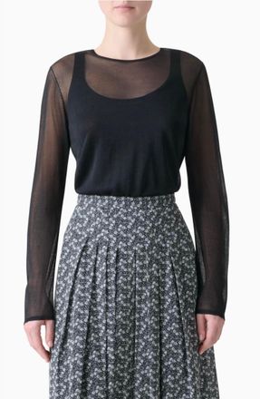 Akris Sheer Overlay Silk Sweater Tank In Black