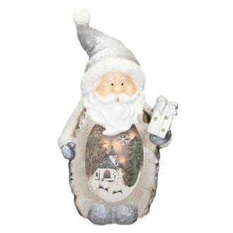 ECD Germany Figura de pap&aacute; Noel LED blanco c&aacute;lido decoraci&oacute;n navide&ntilde;a 51 cm