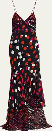 Diane Von F&uuml;rstenberg Luisa Backless Polka Dot Paillette Maxi Dress