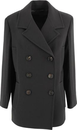 Max Mara Blazers, female, Black, S, Black Double-Breasted Caban Jacket