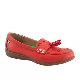 Andrea Womens Tassel Detail Loafer In Red