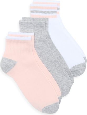 Nordstrom Rack 3-Pack Athleisure Varsity Ankle Socks in Rose Pink Multi at Nordstrom Rack, Size 9/11