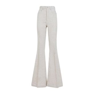 Rick Owens Natural White Cotton Bolan Bootcut Pants-Donna
